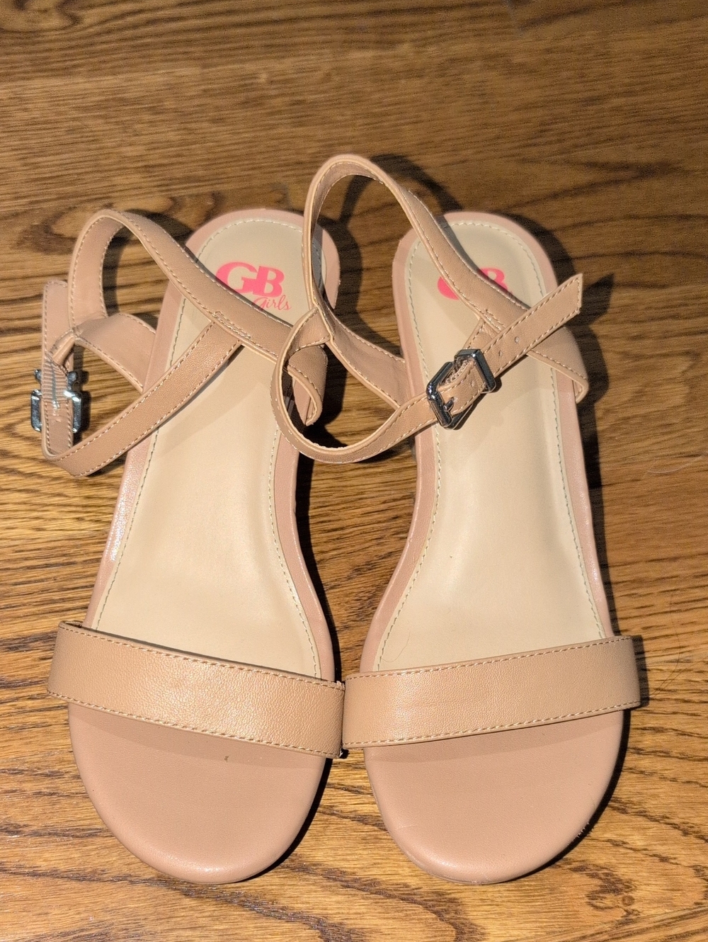 GB Girls Nude Ankle-Strap Sandals